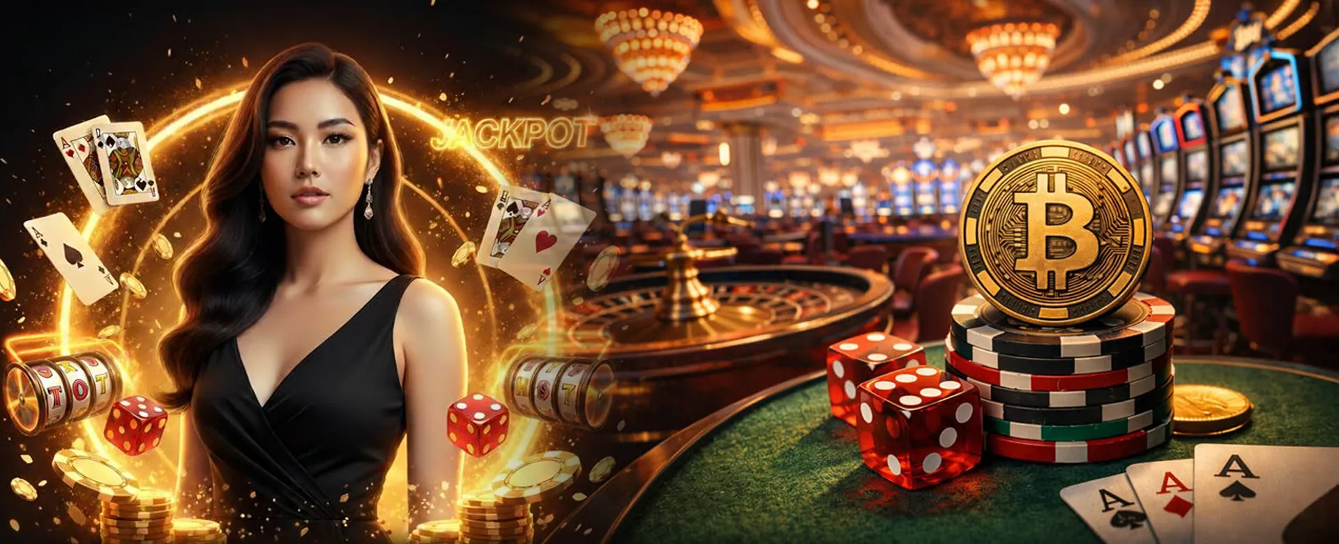 A vibrant online casino lobby with various slot machines, live dealer tables, and poker games at 747 Casino.